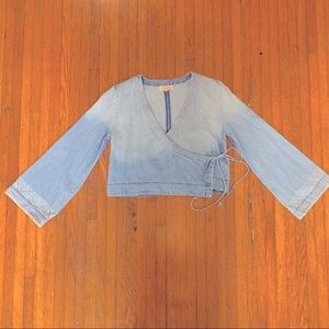 Flared Sleeve Denim Top